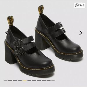 Dr. Martens Black Eviee Sendal Mary Jane Heels